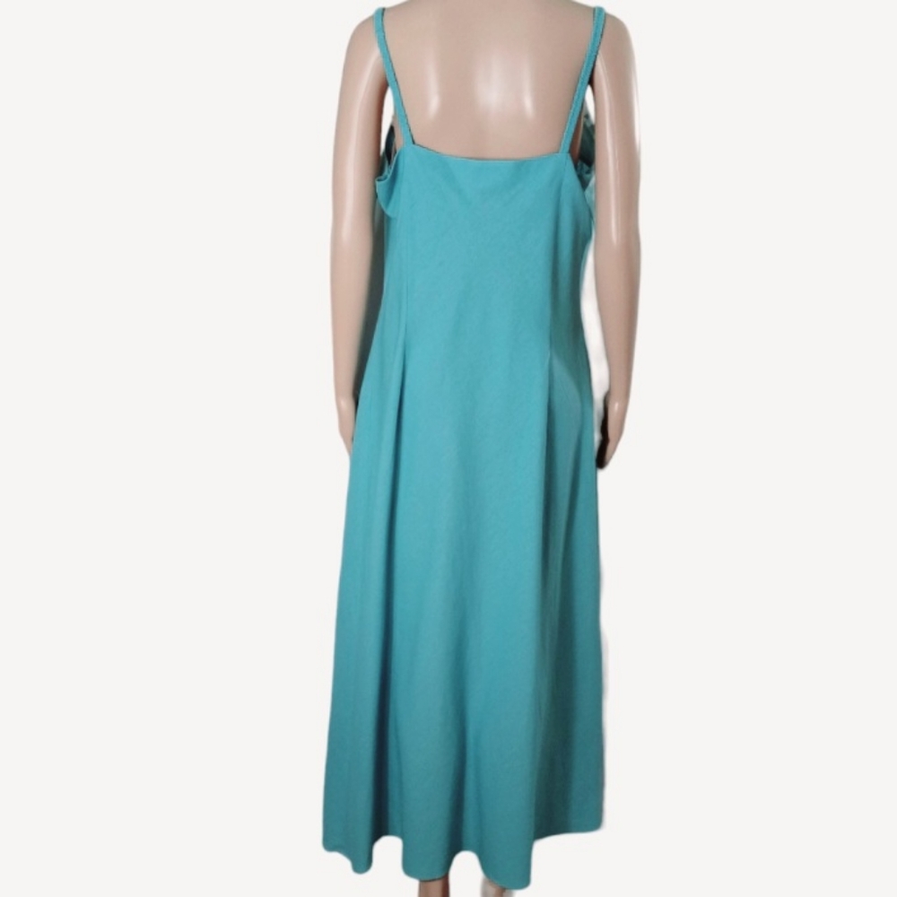 Lennie LYN New York teal blue linen maxie dress size 14 - Picture 3 of 9
